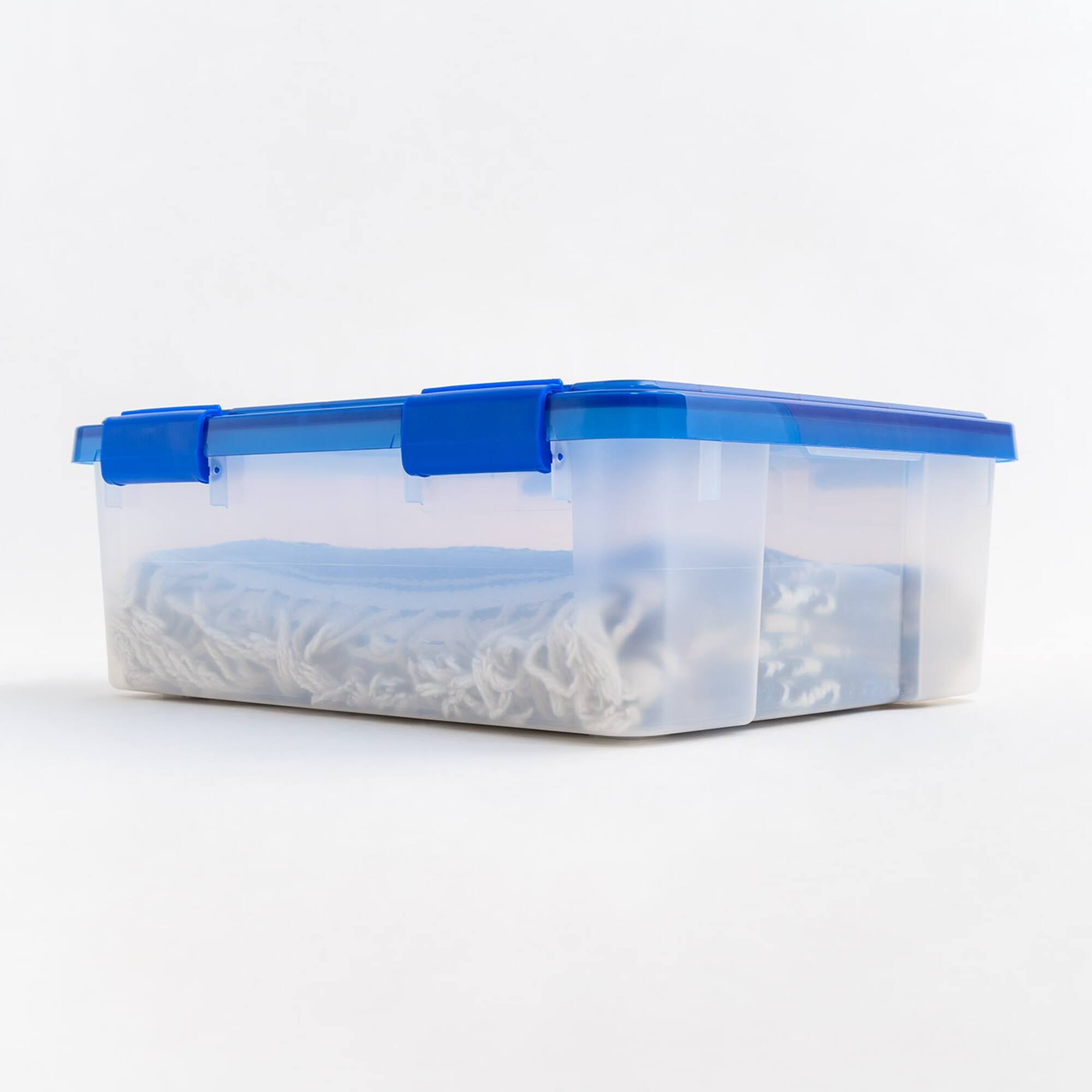 Iris® 6.5gal. Clear Plastic Storage Boxes With Blue Lid, 4 Pack